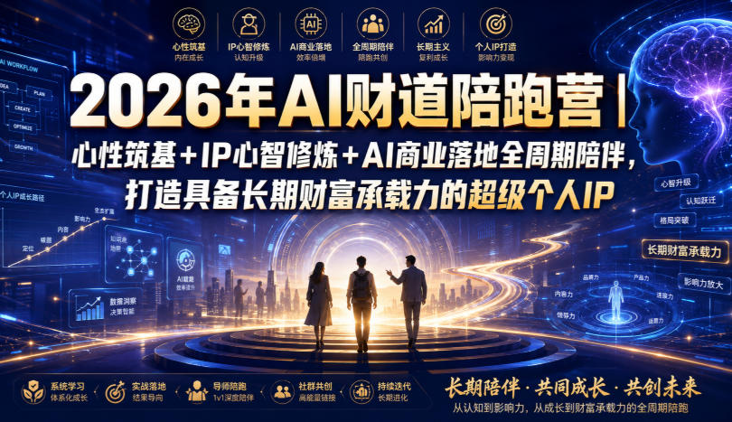 2026年AI财道陪跑营｜心性筑基+IP心智修炼+AI商业落地全周期陪伴，打造具备长期财富承载力的超级个人IP-超级会员网