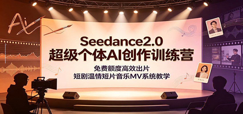 Seedance2.0超级个体AI创作训练营：免费额度高效出片，短剧温情短片音乐MV系统教学-超级会员网
