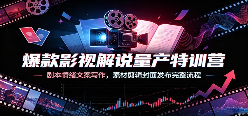 爆款影视解说量产特训营：剧本情绪文案写作，素材剪辑封面发布完整流程-超级会员网