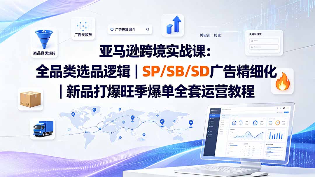 亚马逊跨境实战课-更新：全品类选品逻辑｜SP/SB/SD广告精细化｜新品打爆旺季爆单全套运营教程-超级会员网