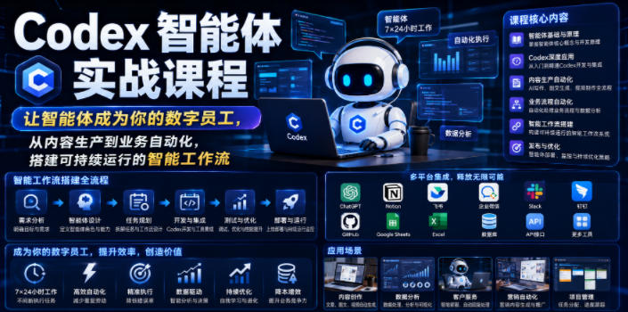 Codex智能体实战课程，让智能体成为你的数字员工，从内容生产到业务自动化，搭建可持续运行的智能工作流-超级会员网