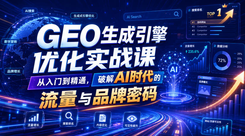 GEO生成引擎优化实战课，从入门到精通，破解AI时代的流量与品牌密码-超级会员网