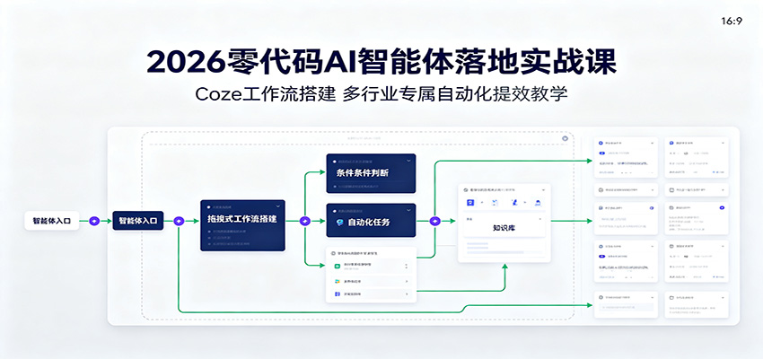 2026零代码AI智能体落地实战课：Coze工作流搭建，多行业专属自动化提效教学-超级会员网