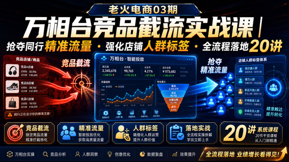 老火电商03期・万相台竞品截流实战课｜抢夺同行精准流量・强化店铺人群标签・全流程落地20讲-超级会员网