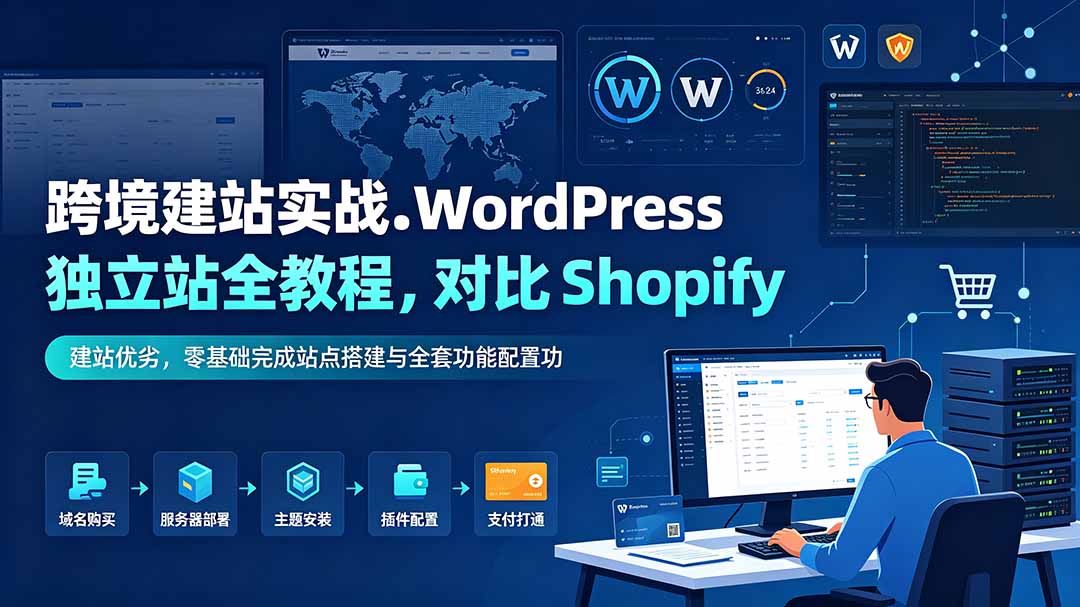 跨境建站实战：WordPress 独立站全教程，对比 Shopify 建站优劣，零基础完成站点搭建与全套功能配置-超级会员网