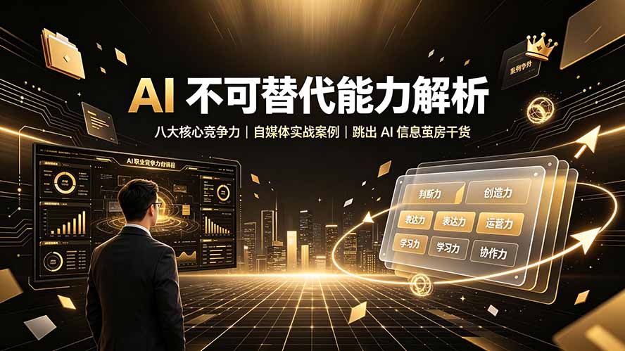 付费文章：AI 不可替代能力解析▸八大核心竞争力｜自媒体实战案例｜跳出 AI 信息茧房干货-超级会员网