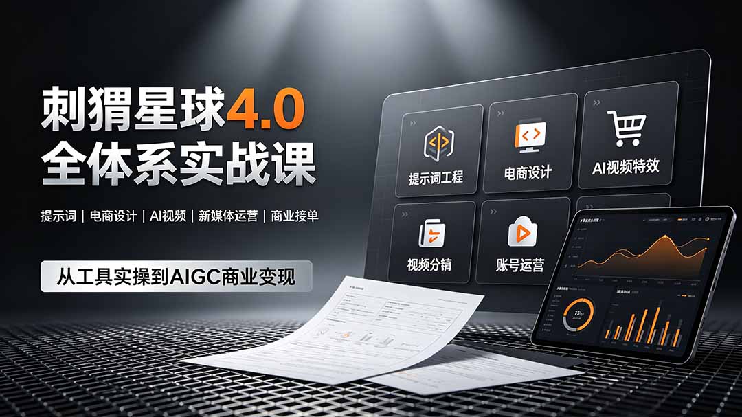 刺猬星球4.0全体系实战课，覆盖提示词工程、电商设计、AI视频特效与新媒体运营，一站式掌握AIGC商业核心技能-超级会员网