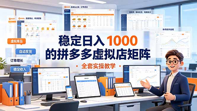 稳定日入 1000 的拼多多虚拟店矩阵，全套实操教学-超级会员网