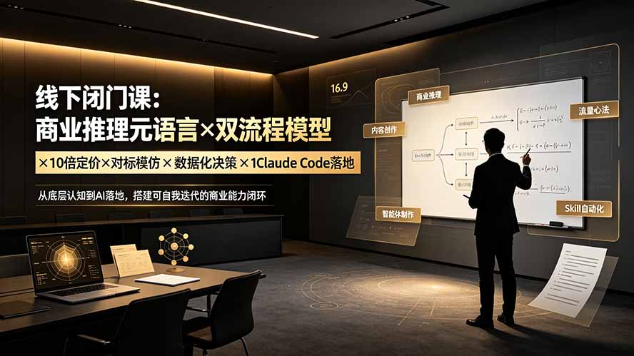 线下闭门课：商业推理元语言×双流程模型×10倍定价×对标模仿×数据化决策×Claude Code落地，击穿认知盲区-超级会员网