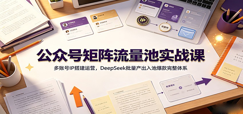 公众号矩阵流量池实战课：多账号IP搭建运营，DeepSeek批量产出入池爆款完整体系-超级会员网