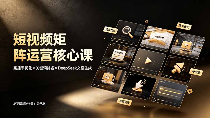 短视频矩阵运营核心课：完播率优化×关键词排名×DeepSeek文案生成，从零搭建多平台引流体系-超级会员网