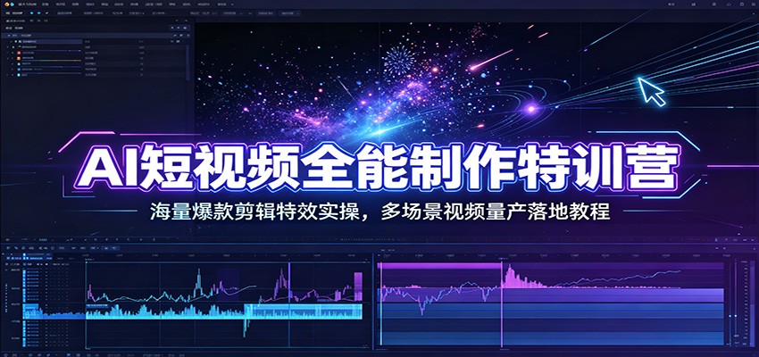 AI短视频全能制作特训营：海量爆款剪辑特效实操，多场景视频量产落地教程-超级会员网