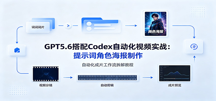 GPT5.6搭配Codex自动化视频实战：提示词角色海报制作，自动化成片工作流拆解教程-超级会员网