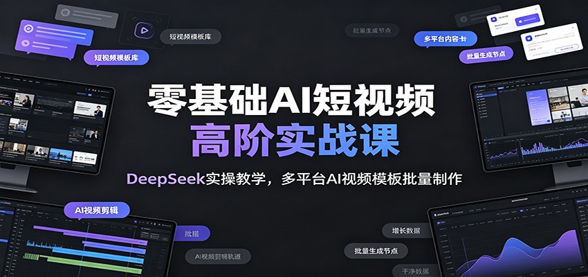 零基础AI短视频高阶实战课：DeepSeek实操教学，多平台AI视频模板批量制作-超级会员网