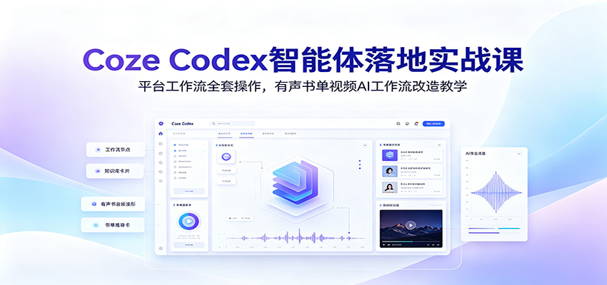 Coze Codex智能体落地实战课：平台工作流全套操作，有声书单视频AI工作流改造教学-超级会员网