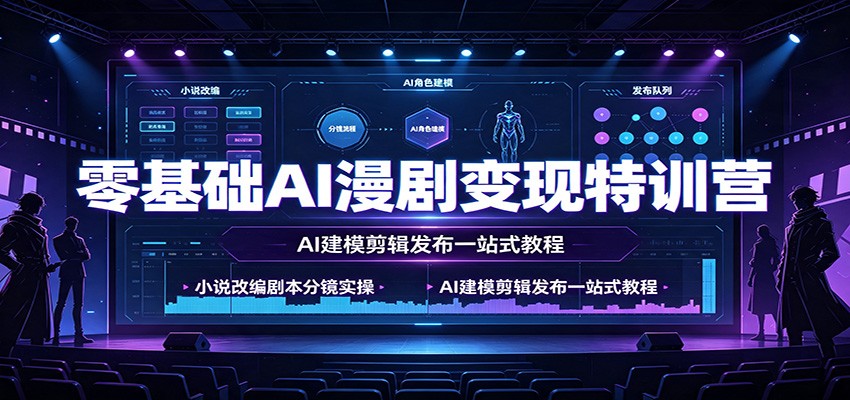 零基础AI漫剧变现特训营：小说改编剧本分镜实操，AI建模剪辑发布一站式教程-超级会员网