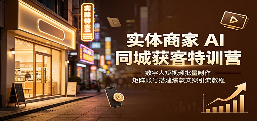 实体商家AI同城获客特训营：数字人短视频批量制作，矩阵账号搭建爆款文案引流教程-超级会员网