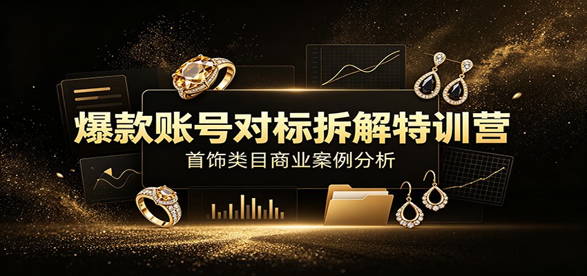 爆款账号对标拆解特训营：首饰类目商业案例分析，配套完整资料内容-超级会员网