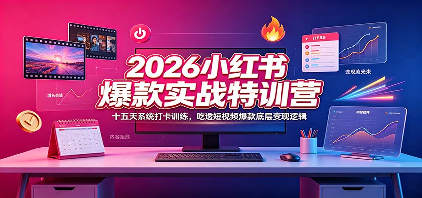 2026小红书爆款实战特训营：十五天系统打卡训练，吃透短视频爆款底层变现逻辑-超级会员网