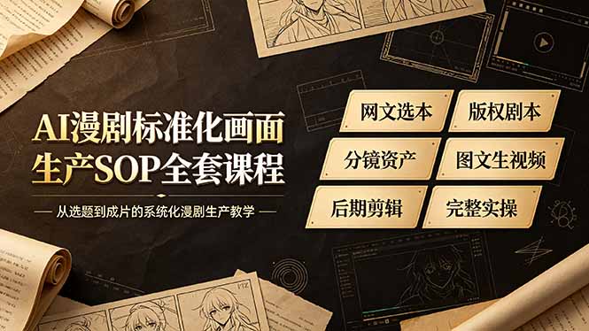 AI漫剧标准化画面生产SOP全套课程-更新，网文选本版权剧本分镜资产全覆盖，图文生视频后期剪辑完整实操教学-超级会员网