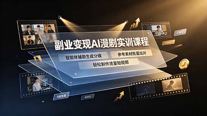 副业变现AI漫剧实训课程，智能体辅助生成分镜，参考素材批量出片，轻松制作流量短视频-超级会员网