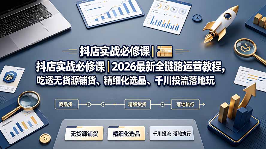 抖店实战必修课｜2026最新全链路运营教程，吃透无货源铺货、精细化选品、千川投流落地玩法-超级会员网