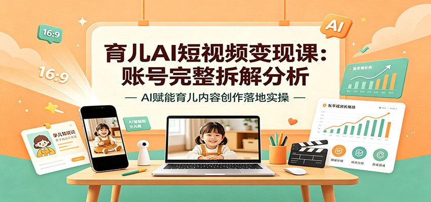 育儿AI短视频变现课：账号完整拆解分析，AI赋能育儿内容创作落地实操-超级会员网
