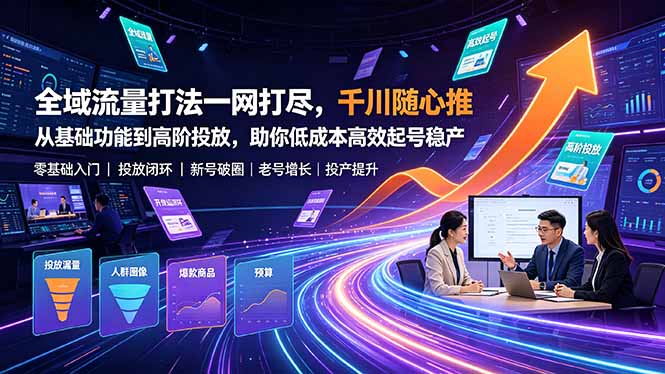 全域流量打法一网打尽，千川随心推从基础功能到高阶投放，助你低成本高效起号稳产-超级会员网
