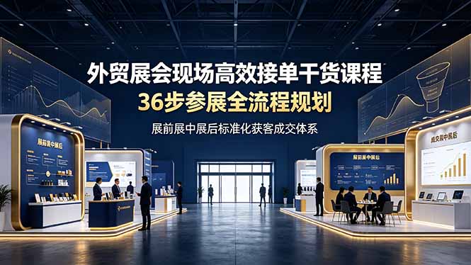 外贸展会现场高效接单干货课程，36步参展全流程规划，展前展中展后标准化获客成交体系-超级会员网
