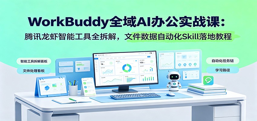WorkBuddy全域AI办公实战课：腾讯龙虾智能工具全拆解，文件数据自动化Skill落地教程-超级会员网