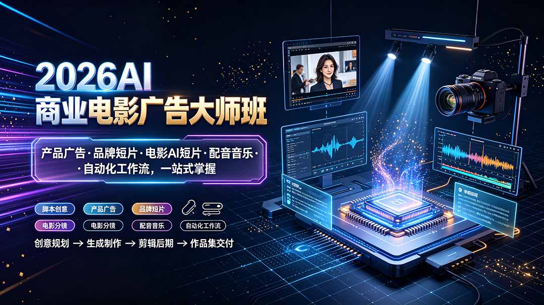 2026AI商业电影广告大师班：产品广告·品牌短片·电影AI短片·配音音乐·自动化工作流，一站式掌握-超级会员网