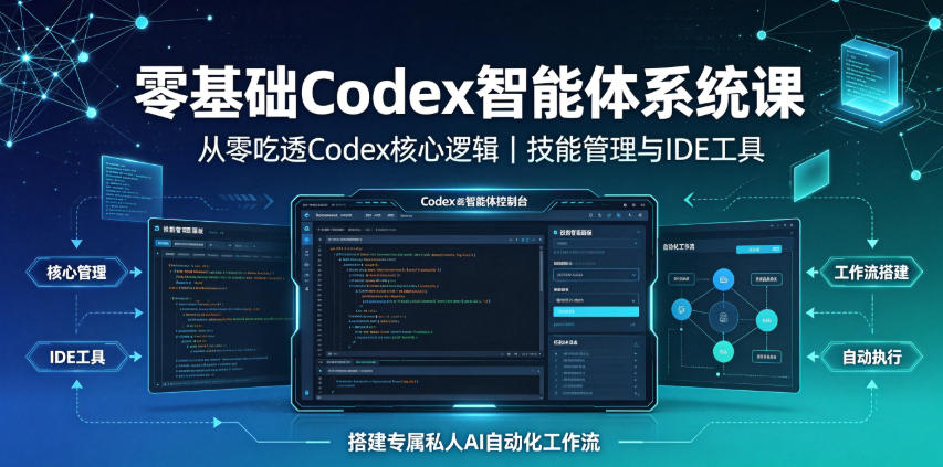 零基础Codex智能体系统课｜从零吃透Codex核心逻辑、技能管理与IDE工具，搭建专属私人AI自动化工作流-超级会员网