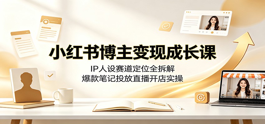 小红书博主变现成长课：IP人设赛道定位全拆解，爆款笔记投放直播开店实操-超级会员网