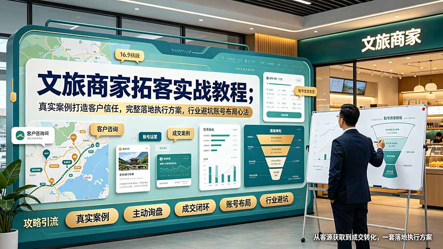 文旅商家拓客实战教程；真实案例打造客户信任，完整落地执行方案，行业避坑账号布局心法-超级会员网