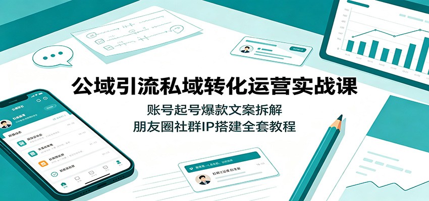 公域引流私域转化运营实战课：账号起号爆款文案拆解，朋友圈社群IP搭建全套教程-超级会员网