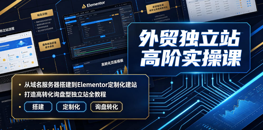 外贸独立站高阶实操课｜从域名服务器搭建到Elementor定制化建站，打造高转化询盘型独立站全教程-超级会员网