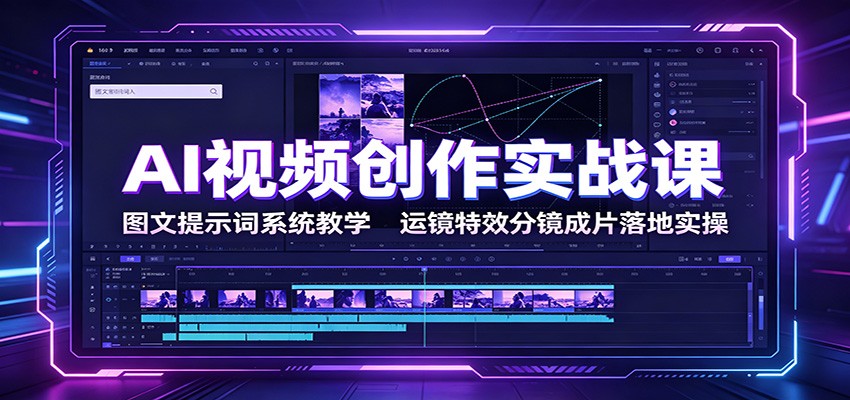AI视频创作实战课：图文提示词系统教学，运镜特效分镜成片落地实操-超级会员网