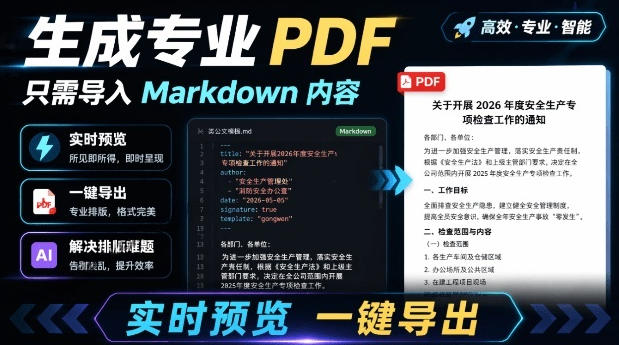 只需导入Markdown内容，实时预览一键导出专业PDF！轻松解决AI生成内容排版问题Presto-超级会员网