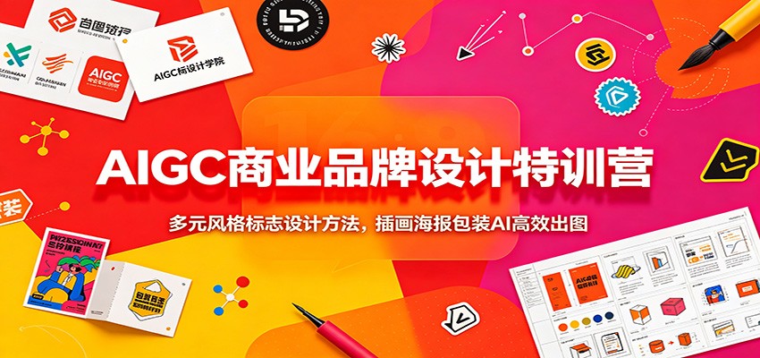 AIGC商业品牌设计特训营：多元风格标志设计方法，插画海报包装AI高效出图-超级会员网