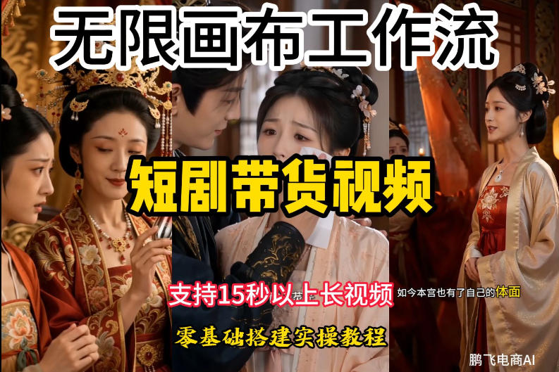 无限画布工作流制作短剧带货视频支持制作15秒以上视频，实操搭建教学，看完教程小白也能轻松搭建-超级会员网
