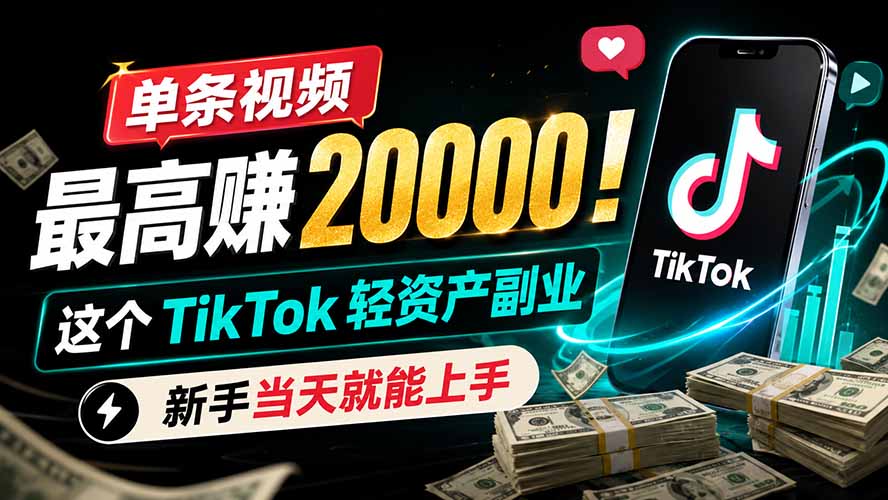 单条视频最高赚 20000！这个 TikTok 轻资产副业，新手当天就能上手-超级会员网
