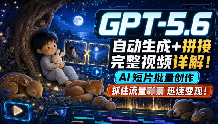 GPT-5.6自动生成＋拼接完整视频详解，AI短片批量创作，抓住流量迅速变现！-超级会员网