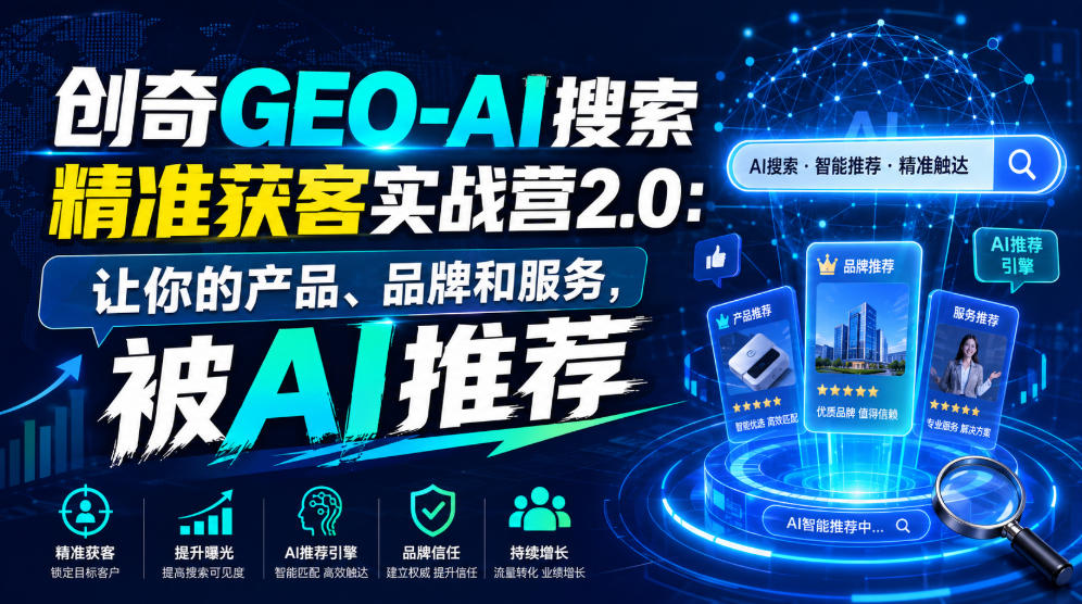 创奇GEO-AI搜索精准获客实战营2.0：让你的产品、品牌和服务，被AI推荐-超级会员网