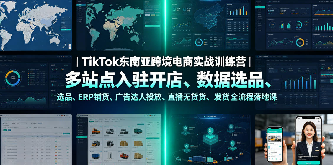 TikTok东南亚跨境电商实战训练营｜多站点入驻开店、数据选品、ERP铺货、广告达人投放、直播无货源发货全流程落地课-超级会员网