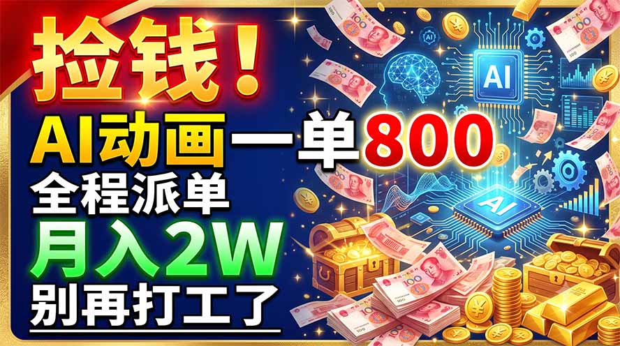 捡钱！AI动画一单800，全程派单，月入2W，别再打工了-超级会员网