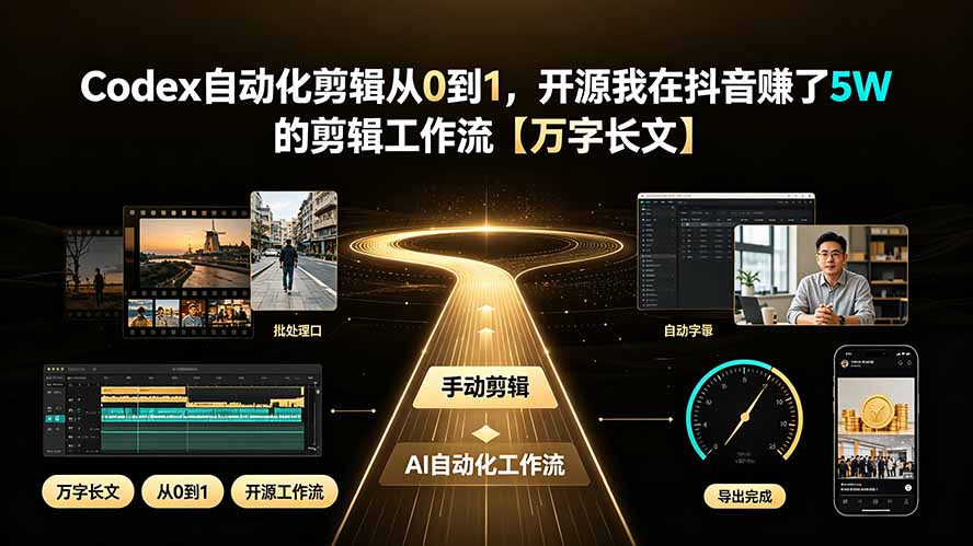 Codex自动化剪辑从0到1，开源我在抖音赚了5W 的剪辑工作流【万字长文】-超级会员网