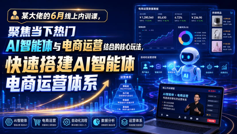 某大佬的6月线上内训课，聚焦当下热门AI智能体与电商运营结合的核心玩法，快速搭建AI智能体电商运营体系-超级会员网