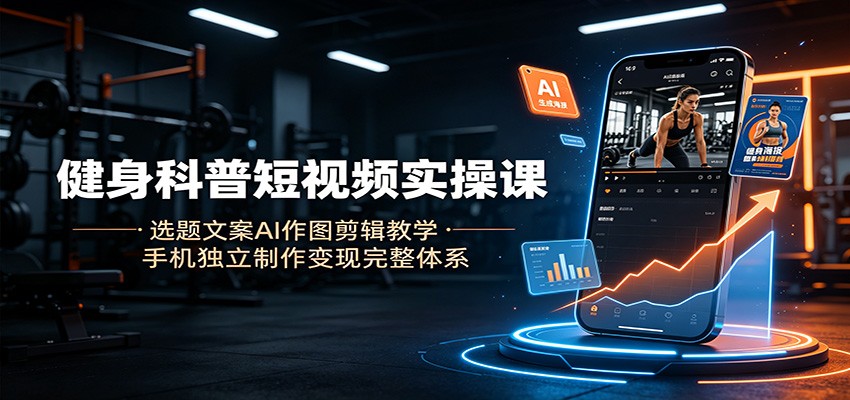 健身科普短视频实操课：选题文案AI作图剪辑教学，手机独立制作变现完整体系-超级会员网