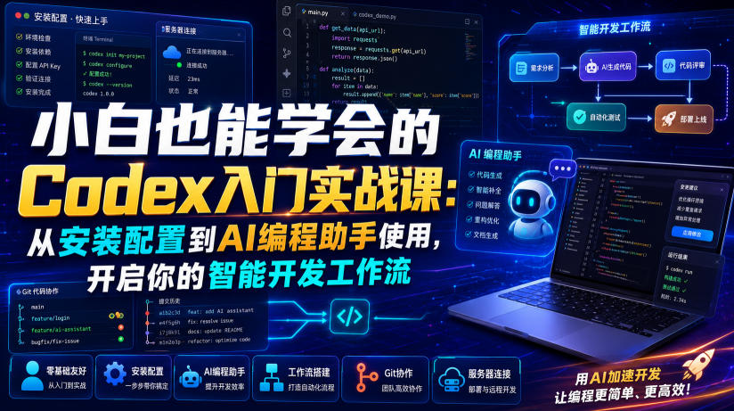 小白也能学会的Codex入门实战课：从安装配置到AI编程助手使用，开启你的智能开发工作流-超级会员网