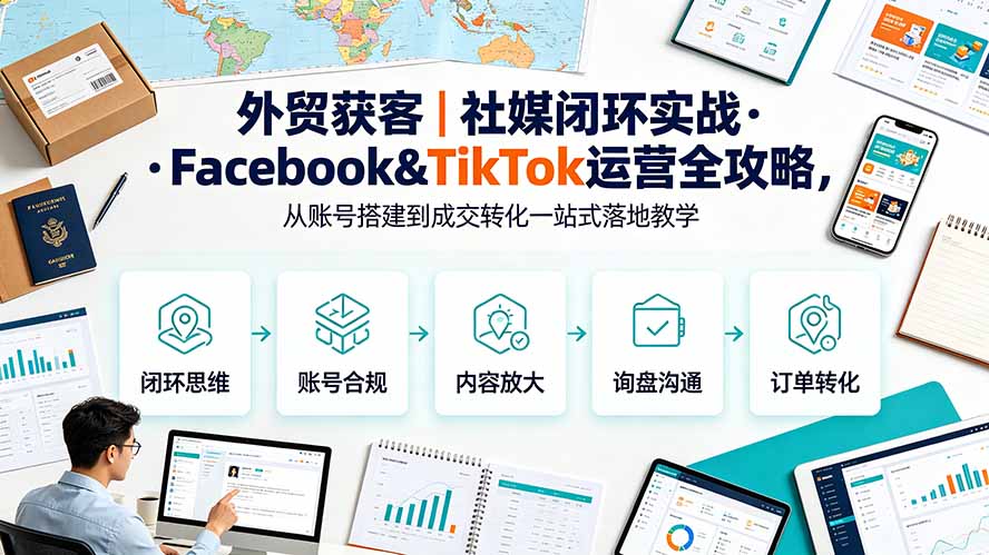 外贸获客｜社媒闭环实战·Facebook&TikTok运营全攻略，从账号搭建到成交转化一站式落地教学-超级会员网